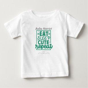 Camiseta De Bebé Eat Sleep Cute Repetir - personalizar nombre bebé 