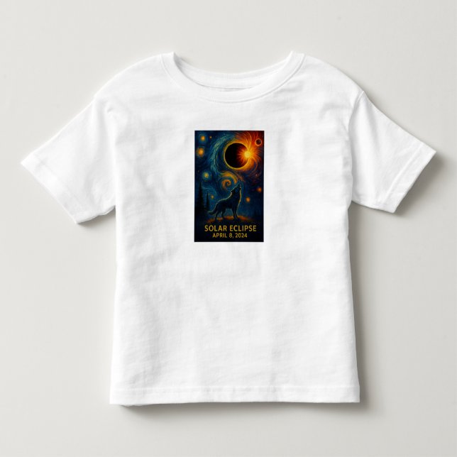 Camiseta De Bebé Eclipse Solar Lobo Noche Estrellada Salvaje (Anverso)