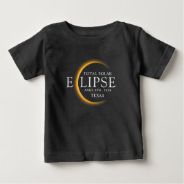 Camiseta De Bebé Eclipse solar total de 2024 Texas Black & Gold mod