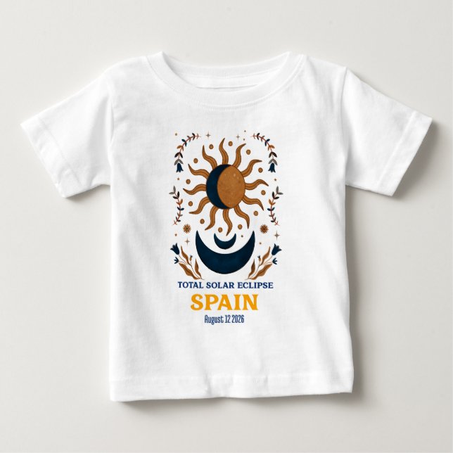 Camiseta De Bebé Eclipse Total de Sol España Agosto 2026 (Anverso)