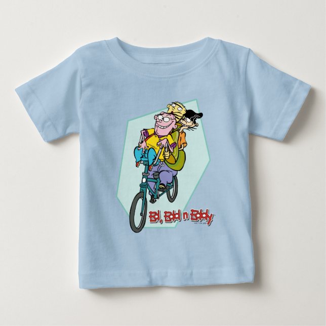 Camiseta De Bebé Ed, Edd, y Eddy en una bicicleta (Anverso)