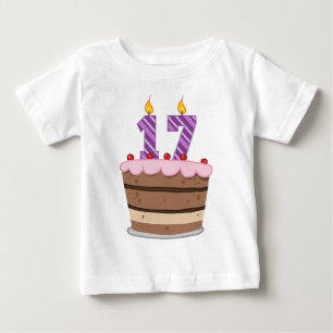 Camiseta De Bebé Edad 17 en el pastel de cumpleaños