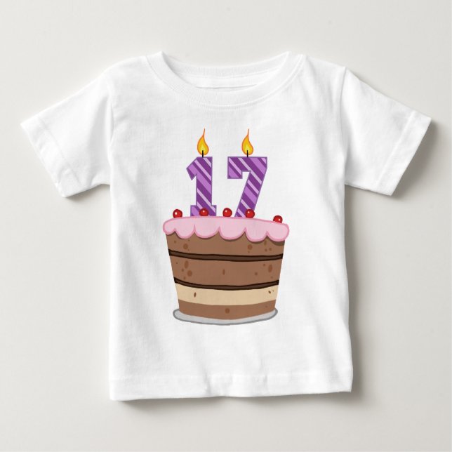 Camiseta De Bebé Edad 17 en el pastel de cumpleaños (Anverso)