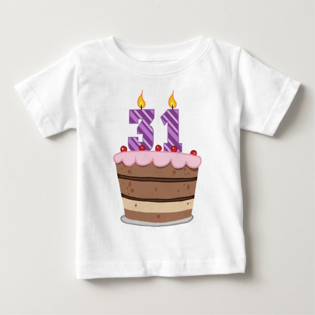 Camiseta De Bebé Edad 31 en el pastel de cumpleaños (Anverso)