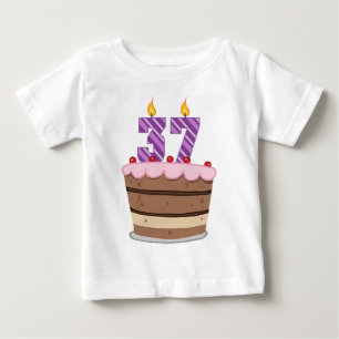 Camiseta De Bebé Edad 37 en el pastel de cumpleaños