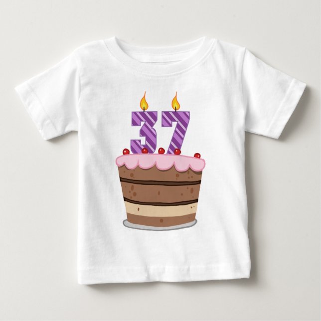 Camiseta De Bebé Edad 37 en el pastel de cumpleaños (Anverso)