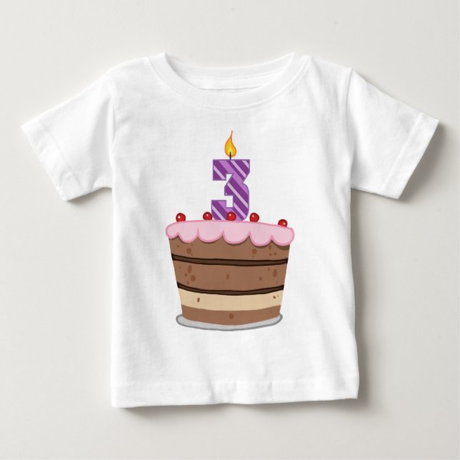 Camiseta De Bebé Edad 3 en el pastel de cumpleaños (Anverso)