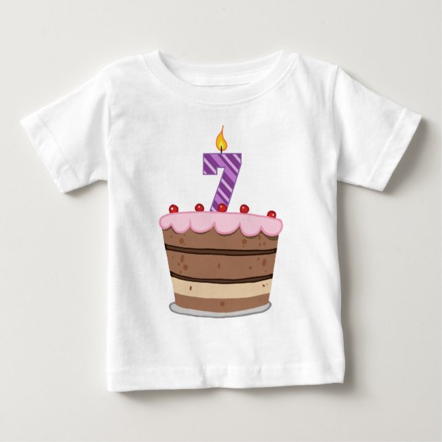 Camiseta De Bebé Edad 7 en la torta de cumpleaños (Anverso)