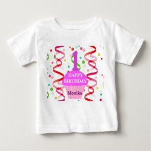 Camiseta De Bebé Edad personalizada y nombre pastel de cumpleaños f