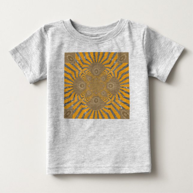 Camiseta De Bebé Edgy Zebra Elegance: Una impresión amarilla dorada (Anverso)