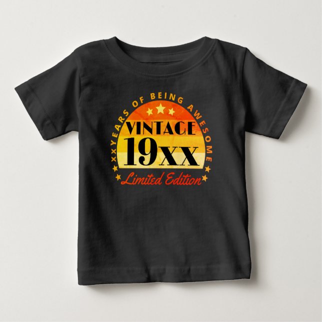 Camiseta De Bebé Edición Limitada Vintage Personalizada Cumpleaños (Anverso)