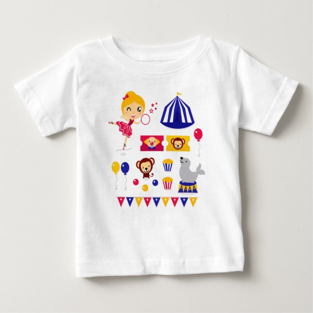 Camiseta De Bebé Edición linda dibujada mano del circo: Materia de (Anverso)