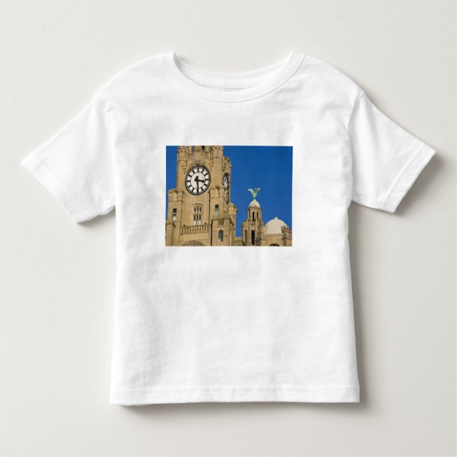 Camiseta De Bebé Edificio del Hígado, Liverpool, Merseyside, Inglat (Anverso)