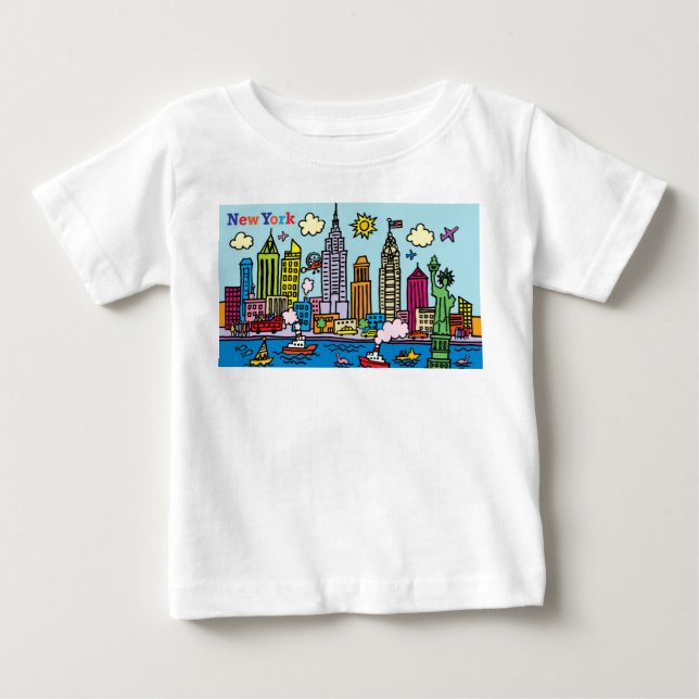 Camiseta De Bebé Edificios de turismo Personalizado de Nueva York (Anverso)