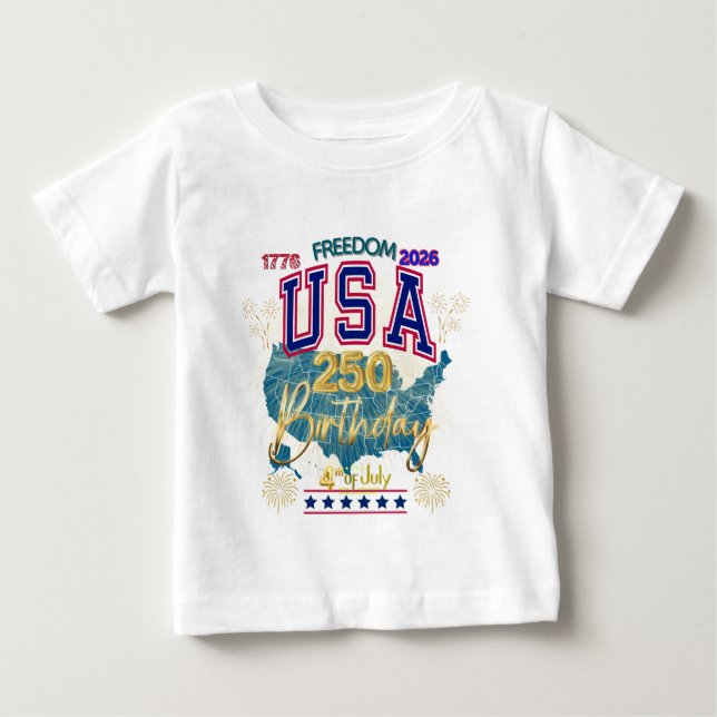 CAMISETA DE BEBÉ EE. UU. 250 AÑOS DE LIBERTAD (Anverso)