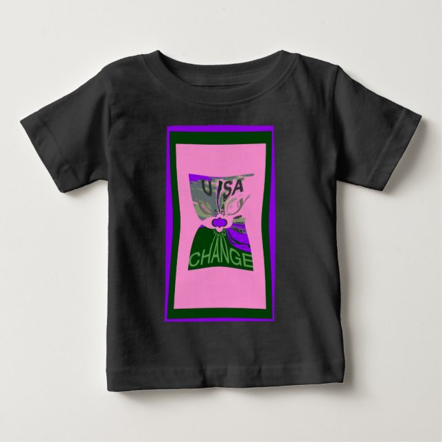 Camiseta De Bebé EE.UU. cambiar la imagen de arte (Anverso)