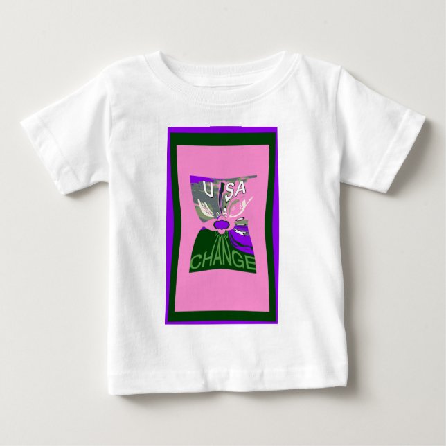 Camiseta De Bebé EE.UU. cambiar la imagen de arte (Anverso)