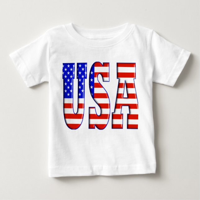 Camiseta De Bebé EE.UU. con BANDERA AMERICANA (Anverso)