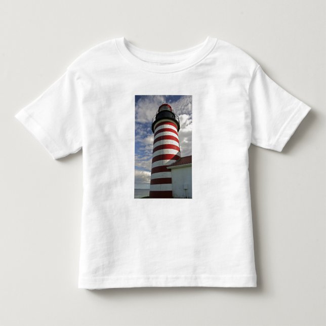 Camiseta De Bebé EE. UU., Maine, Lubec. Faro de West Quoddy Head (Anverso)