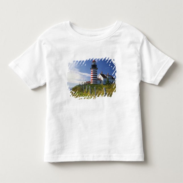 Camiseta De Bebé EE.UU., Maine, Lubec. Faro West Quoddy Head (Anverso)