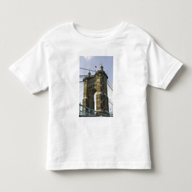 Camiseta De Bebé EE. UU., Ohio, Cincinnati: Suspensión de Roebling (Anverso)