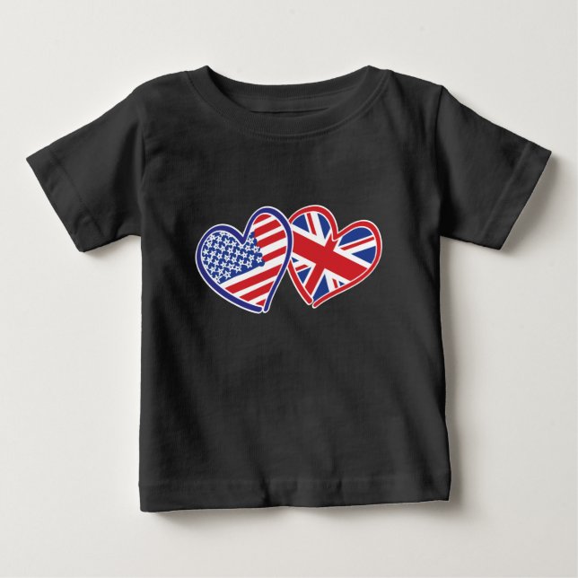 Camiseta De Bebé EE.UU.—Reino Unido-Amor (Anverso)