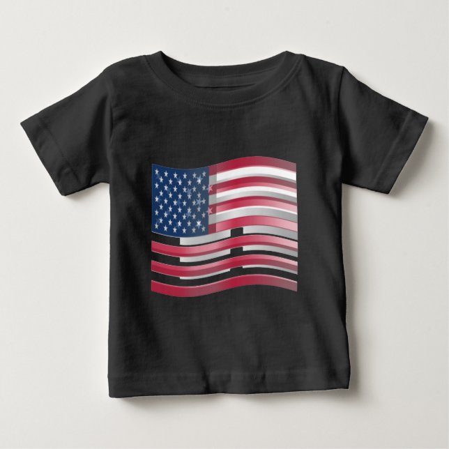 Camiseta De Bebé EE.UU. se une en audaz diseño de franjas y estrell (Anverso)