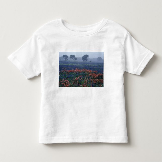 Camiseta De Bebé EE.UU., Texas, cerca de Lytle Fog, robles, ungüent (Anverso)