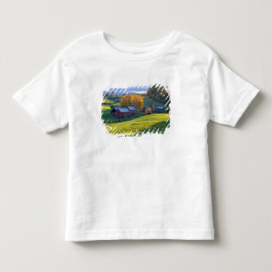 Camiseta De Bebé EE. UU., Vermont, granja Jenne. Colinas verdes ond