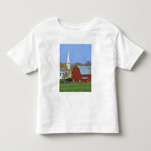 Camiseta De Bebé EE. UU., Vermont, Peacham. Un granero rojo y blanc