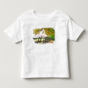 Camiseta De Bebé EE. UU., Vermont. Valla bajo follaje de otoño.