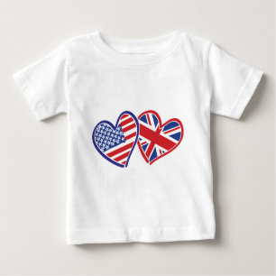 Camiseta De Bebé EE.UU. y el Reino Unido en el corazón mostrando am