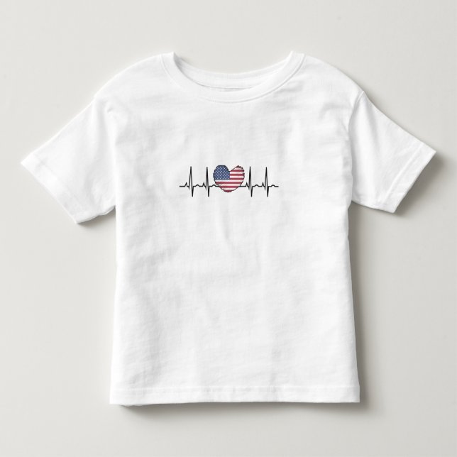 Camiseta De Bebé EEUU Flag Hearbeat ECG Electrocardiografía (Anverso)