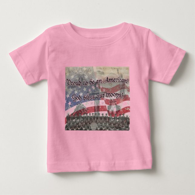 Camiseta De Bebé EEUU Heros Dios bendiga a nuestras tropas con cruc (Anverso)
