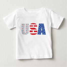 Camiseta De Bebé EEUU Stars Stripes America Blanco Rojo Y Azul