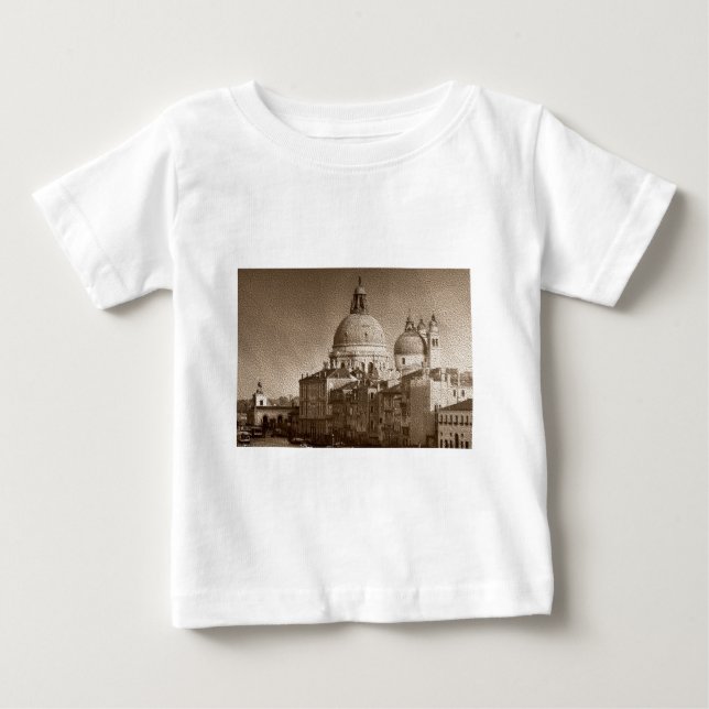 Camiseta De Bebé Efecto de papel Sepia Gran Canal de Venecia (Anverso)