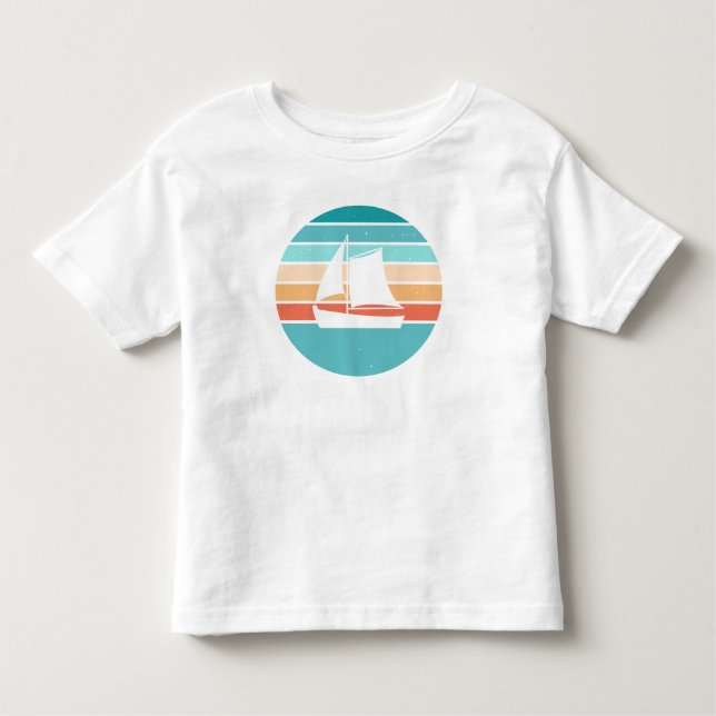 Camiseta De Bebé Efecto perturbador retro del atardecer + velero (Anverso)