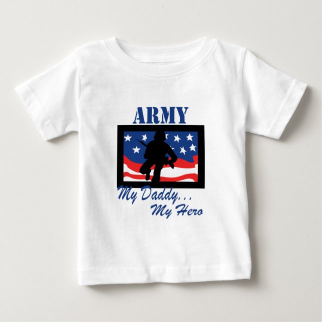 Camiseta De Bebé Ejército mi papá mi héroe (Anverso)