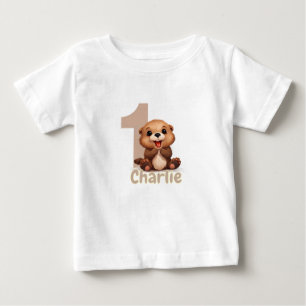 Camiseta De Bebé ¡El 1er Cumpleaños de Happy Otter!