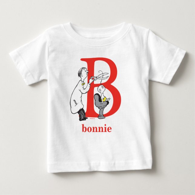 Camiseta De Bebé El ABC de Dr. Seuss: Letra B - Rojo | Agrega tu no (Anverso)
