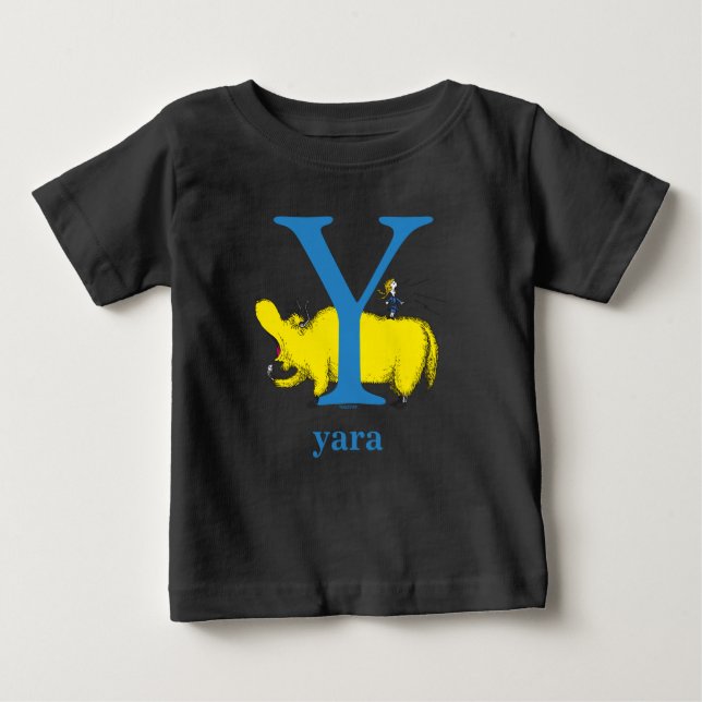 Camiseta De Bebé El ABC de Dr. Seuss: Letra Y - Azul | Agrega tu no (Anverso)
