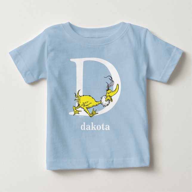 Camiseta De Bebé El ABC del Dr. Seuss: Letra D - Blanco | Añadir su (Anverso)