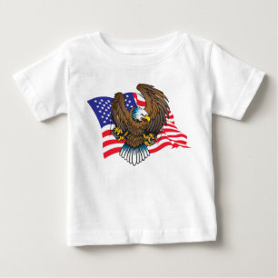 Camiseta De Bebé El águila calva y la bandera estadounidense