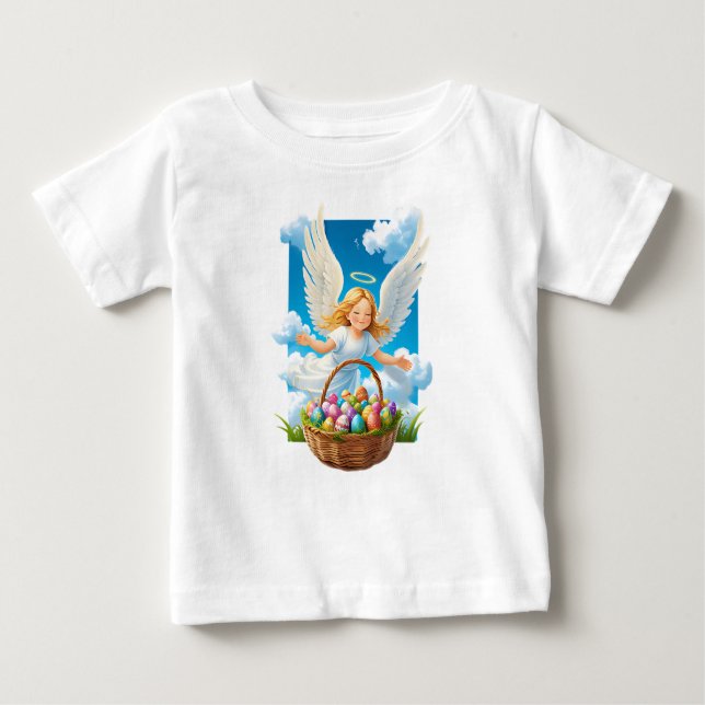 Camiseta De Bebé El alegre ángel de Pascua con canasta (Anverso)