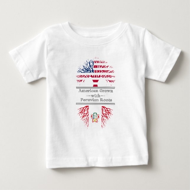 Camiseta De Bebé El americano crecido con los Peruvian arraiga el (Anverso)