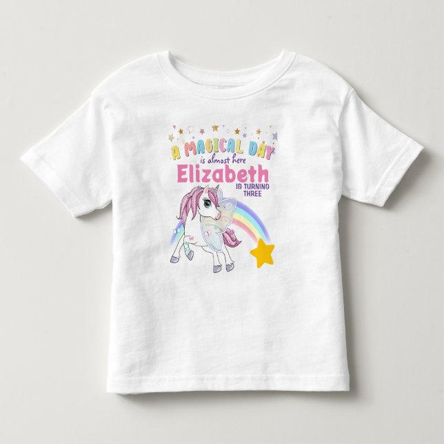 Camiseta De Bebé El arcoiris colorido de Unicornio cutáneo de rosa  (Anverso)