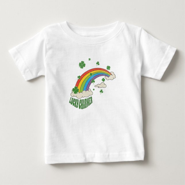 Camiseta De Bebé El arcoiris de Shamrock lindo Día de Patrick (Anverso)