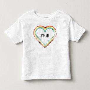 Camiseta De Bebé El arcoiris del corazón colorido con el nombre de