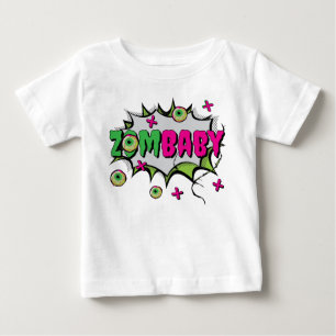 Camiseta De Bebé El arte pop curioso asusta a lo loco "ZomBaby" Zom