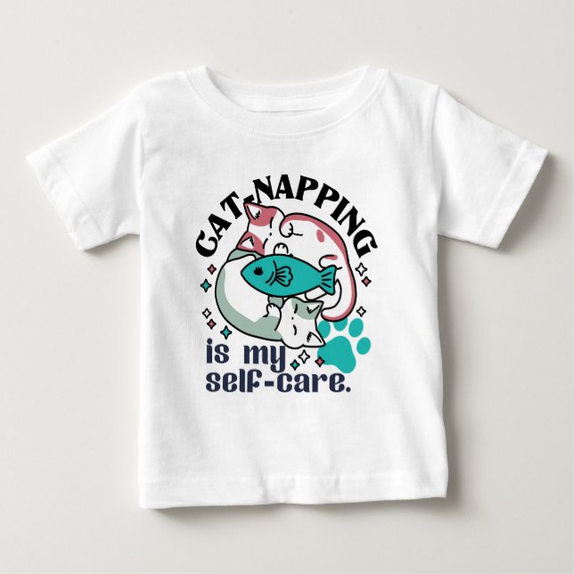 Camiseta De Bebé El Ataque Al Gato Es Mi Autocuidado: Gatos Cuestos (Anverso)